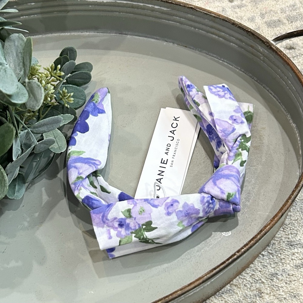 Janie And Jack Viola Floral Purple/White Bow Headband NWT